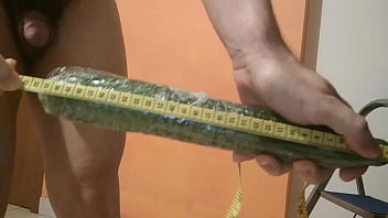 33 centimeters of long cucumber all up for my super hungry ass