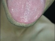 SIX PACK, polla grande y venoza, tongue, saliva, lengua , sloopy, sucking, escupir fetish