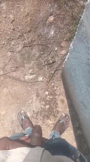 Indian boy who have big dick pass urine at public