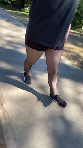 Walk in Shorts and Pantyhose