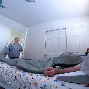 Stepmom fucks stepson to help him out of bed in the morning