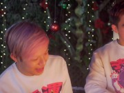 Asian boyfriends flip fucking outdoors, a Christmas treat.