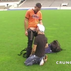 Amazing risky exhib with a straight Arab fucking me in the football stadium