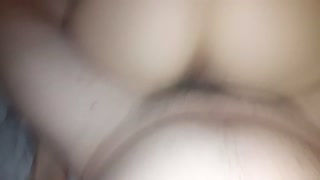 Stepmother squeezes creampie out on my dick