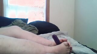 FEMBOY SOLO FEET WANK ON GIANT FAUX-COCK