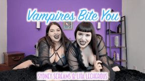 Vampires Bite You - Lita Lecherous and Sydney Screams Bite You with Sharp Vampire Fangs and Drain You - Vampires, Biting, Fangs, Gothic, FemDom POV - 1080 WMV