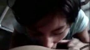 Deepthroat blowjob by my cute black haired Latina coed