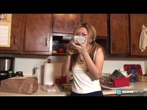 Veronika puts on a show for the Uber Eats guy