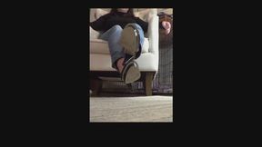 Teasing with high heel shoes