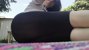 Italian MILF's dirty feet in the garden tease hidden onlookers