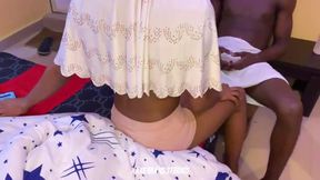 Horny Babe Riding Her Friend Black Cock on a Chair