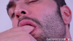 Athletic Javier Des Leon pulled out and play his long gigantic cock