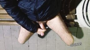 Train platform wank &amp; cum