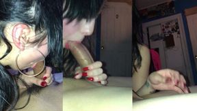 Oldie of my Latina girlfriend Diamond shoving my cock in her mouth