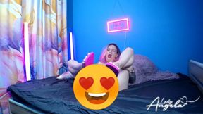 Horny fuchsia- Lady Angela takes of her bikini and masturbates till she cums twice - with foot fetish and flip flops