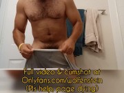 Hairy Muscle Stud Nude Posing and Jerking Big Dick