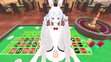 Usada Pekora (Bunny Girl) and I have intense sex in the casino. - Hololive VTuber POV Hentai