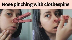 Intense nose punishment: pinching my nose with clothespins