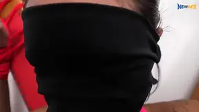 Tied Latina barely legal gives sultry lesbian kiss