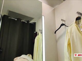 Camera in fitting room, amateur video from locker room