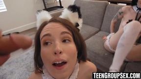 Lily Thot's maid threesome with a big cock