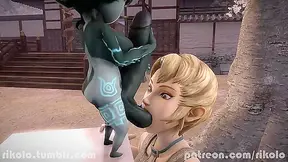 Mistress Midna Dominates Ilia with Steaming Hot Face-Fuck Fantasy in Hyrule Nights