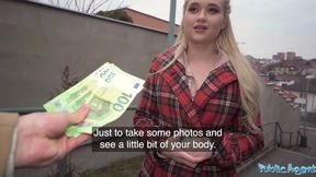 Charming blonde princess will fuck for money with hung public agent