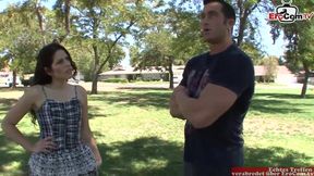 Skinny Milf with Tiny Tits Pleasures Herself with a Huge Cock
