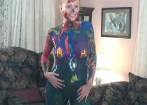 Logan paints blonde coed Monika