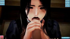 Goth Catgirl Maid services her master