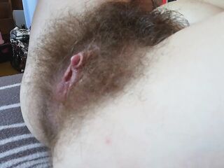 super curly large clitoris snatch close up side view climax with sextoy
