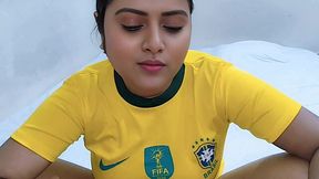 Cute indian babe wearing football uniform gets fucked by her horny stepbrother