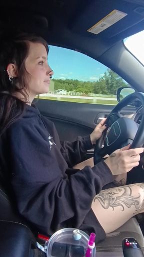 Woman driving car