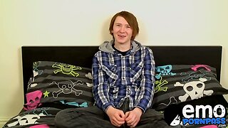 Emo twink Jack Halliwell stroking his cock on his emo bed