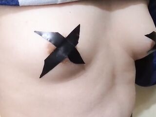 Golden-haired White Sissy Milking her Nipps and Slapping 'em with Large Sex-toy