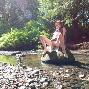 Longpussy on the Creek. Getting some Piercing Dimensions while hanging outdoors.