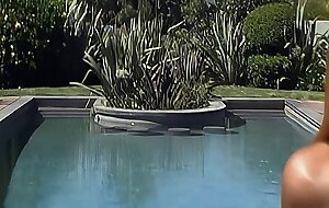 Sexy babe getting drilled by the pool