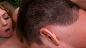 Skinny babe with tiny tits Allie Addison gets her tight pussy pounded POV