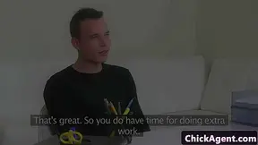 Smalltitted casting agent jizzed on box