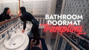 Bathroom Doormat Slave Trampling In High Heels Boots