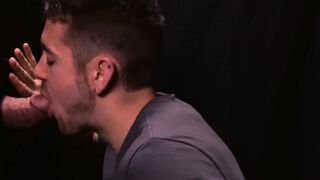 Handsome stepson dicksucking stepdaddy at gloryhole