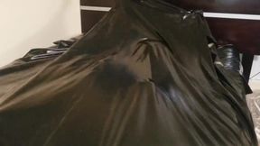 Gay rubber gimp slave destroyed by latex and heels