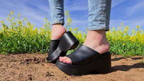 Buffalo Wedge Tease – Barefoot Seduction in Sandals