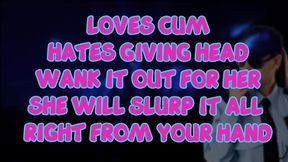the female security guard at the club loves eating cum but you must wank it out for her