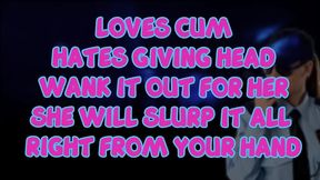 the female security guard at the club loves eating cum but you must wank it out for her