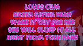 the female security guard at the club loves eating cum but you must wank it out for her