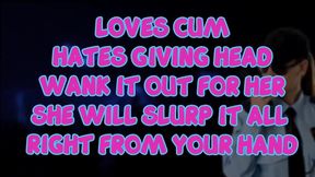 the female security guard at the club loves eating cum but you must wank it out for her