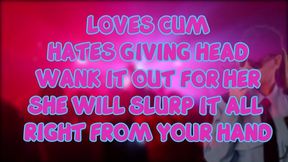 the female security guard at the club loves eating cum but you must wank it out for her