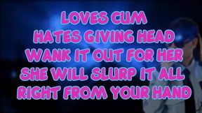 the female security guard at the club loves eating cum but you must wank it out for her