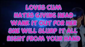 the female security guard at the club loves eating cum but you must wank it out for her